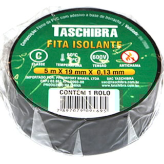 Fita Isolante Taschibra Cor Preta 19mmx5m