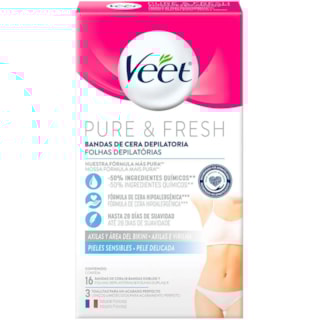 Folha Depilatória Veet Axilas e Virilhas Peles Sensiveis 16Un