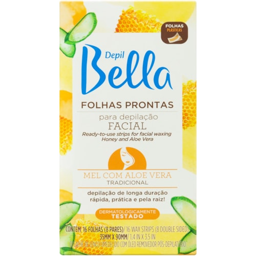 Folhas Depilatórias Faciais Depilbella Mel Com Aloe Vera 16Un