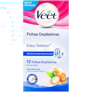Folhas Depilatórias Veet Corporal Cera Fria Peles Delicadas 12Un