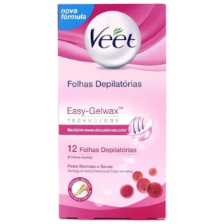 Folhas Veet Corporal Cera Fria Peles Normais e Secas 12 Unidades