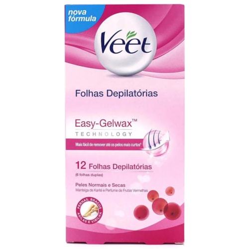 Folhas Veet Corporal Cera Fria Peles Normais e Secas 12 Unidades