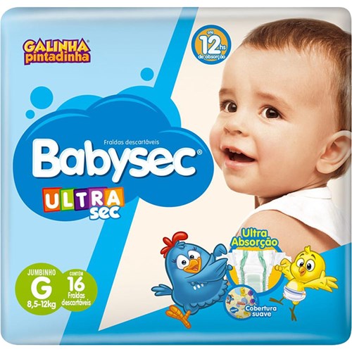 Fralda Babysec Ultra Sec Galinha Pintadinha Jumbinho G 16Un