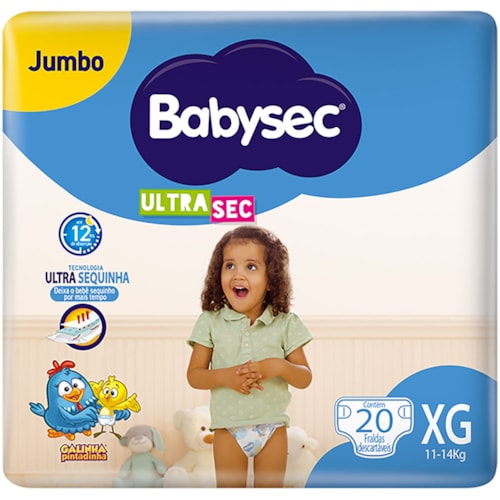 Fralda Babysec Ultra Sec Galinha Pintadinha Jumbo XG 20Un