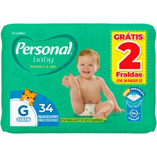 Fralda Descartável Personal Baby G Leve 34 Pague 32