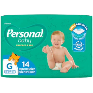 Fralda Descartável Personal Baby Protect & Sec Jumbinho G 14Un