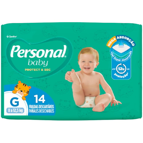 Fralda Descartável Personal Baby Protect & Sec Jumbinho G 14Un