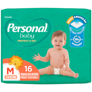 Fralda Descartável Personal Baby Protect & Sec Jumbinho M 16Un