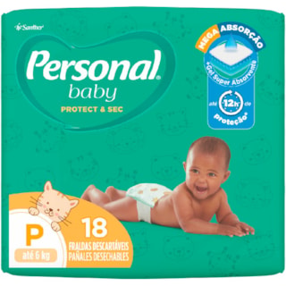 Fralda Descartável Personal Baby Protect & Sec Jumbinho P 18Un
