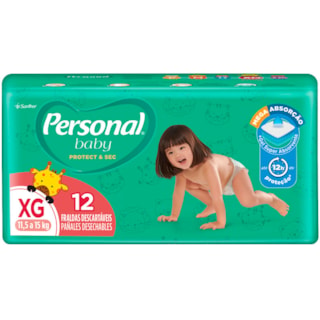 Fralda Descartável Personal Baby Protect e Sec Jumbinho XG 12Un