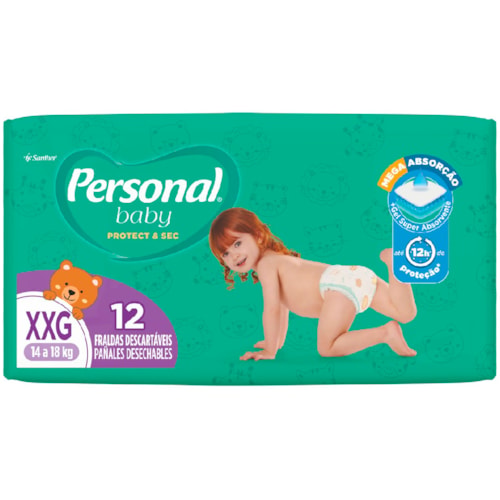 Fralda Descartável Personal Baby Protect & Sec Jumbinho XXG 12Un