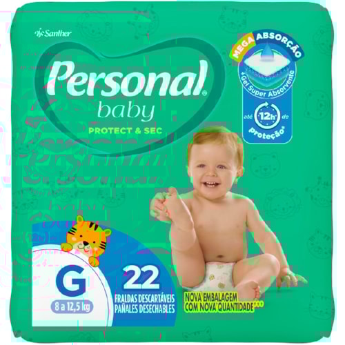 Fralda Descartável Personal Baby Protect & Sec Jumbo G 22Un