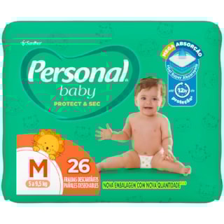 Fralda Descartável Personal Baby Protect & Sec Jumbo M 26Un