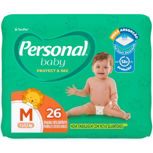 Fralda Descartável Personal Baby Protect & Sec Jumbo M 26Un