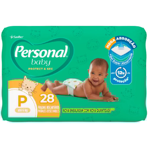 Fralda Descartável Personal Baby Protect & Sec Jumbo P 28Un
