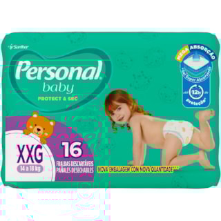 Fralda Descartável Personal Baby Protect & Sec Jumbo XXG 16Un