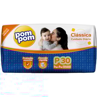 Fralda Descartável Pom Pom Clássica P 30Un