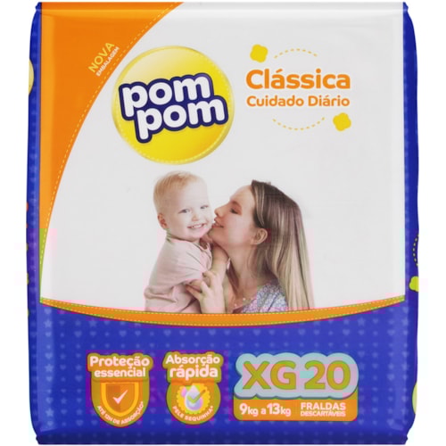 Fralda Descartável Pom Pom Clássica XG 20Un