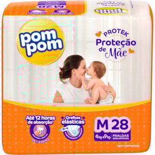 Fralda Descartável Pom Pom Proteção de Mãe Protek Jumbo M 28Un