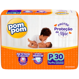 Fralda Descartável Pom Pom Proteção de Mãe Protek Jumbo P 30Un