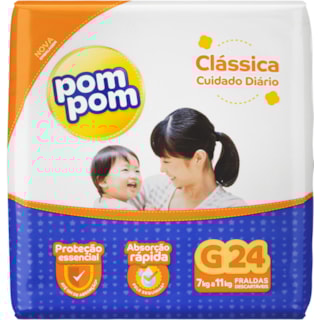 Fralda Descartável Pompom Clássica G 24Un