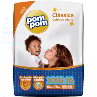 Fralda Descartável Pompom Clássica XXG 16Un