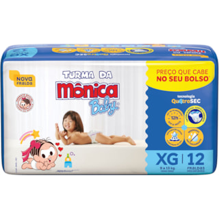 Fralda Descartável Turma da Mônica Baby Jumbinho XG 12Un