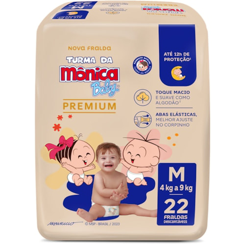 Fralda Descartável Turma da Mônica Baby Premium M 22Un