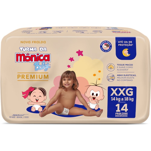 Fralda Descartável Turma da Mônica Baby Premium XXG 14Un