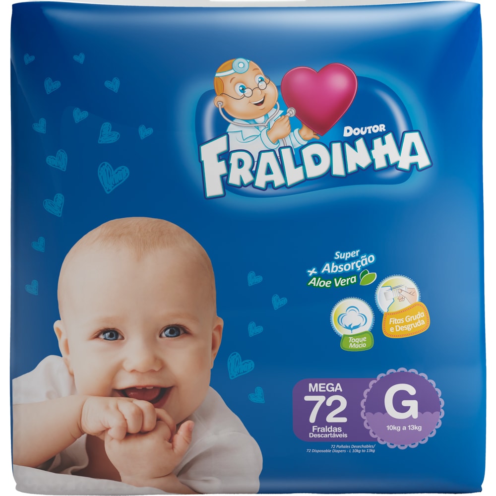 Fralda Doutor Fraldinha Mega Tamanho G 72 Unidades - Destro
