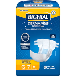 Fralda Geriátrica Bigfral Derma Plus Noturna G 7Un
