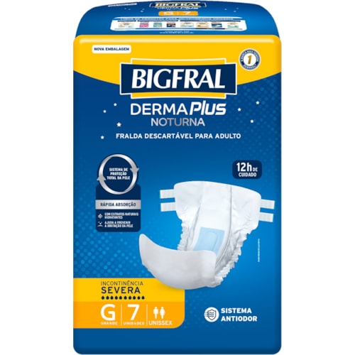 Fralda Geriátrica Bigfral Derma Plus Noturna G 7Un