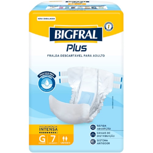 Fralda Geriátrica Bigfral Plus Regular G 7Un