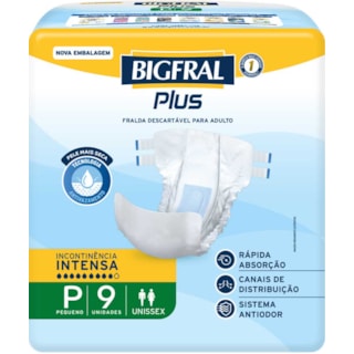 Fralda Geriátrica Bigfral Plus Regular Tamanho P 9Un
