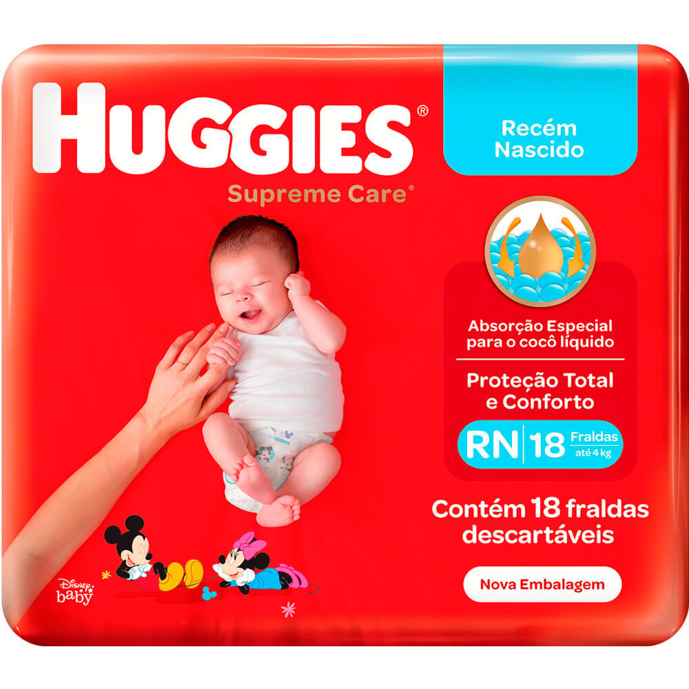 Fralda Huggies Supreme Care Jumbo RN 18 Unidades - Destro