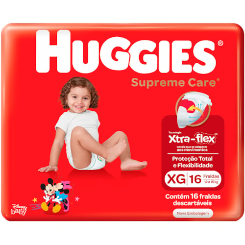 Fralda Huggies Supreme Care Jumbo XG 16 Unidades