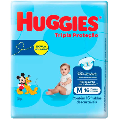 Fralda Huggies Tripla Proteção Jumbinho M 16 Unidades