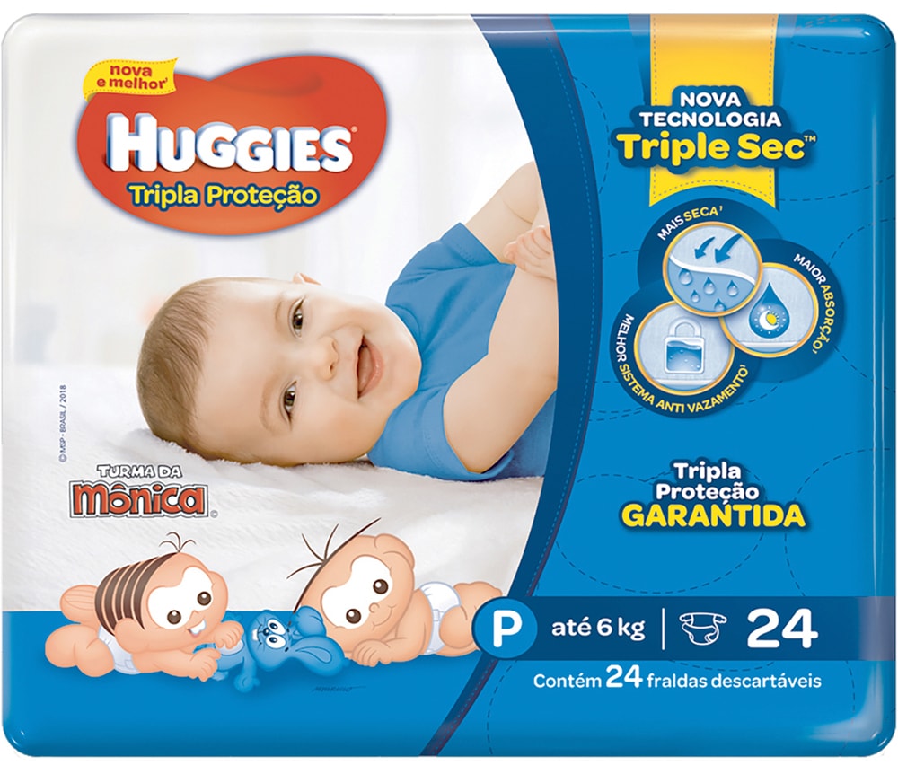 Fralda Huggies Tripla Proteção Jumbinho P 24 Unidades - Destro