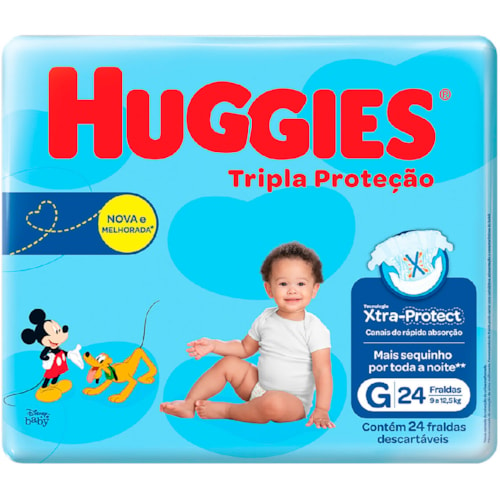 Fralda Huggies Tripla Proteção Jumbo G 24 Unidades