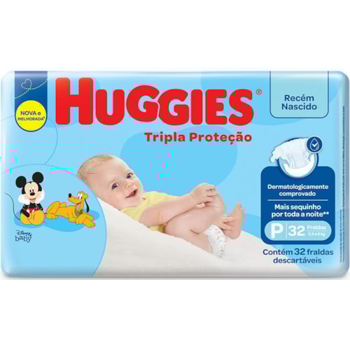 Fralda Huggies Tripla Proteção Jumbo P 32 Unidades
