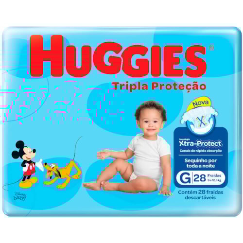 Fralda Huggies Turma da Mônica Tripla Ação Jumbo G 28 Unidades