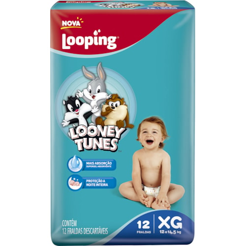 Fralda Looney Tunes Jumbinho XG 12 Unidades