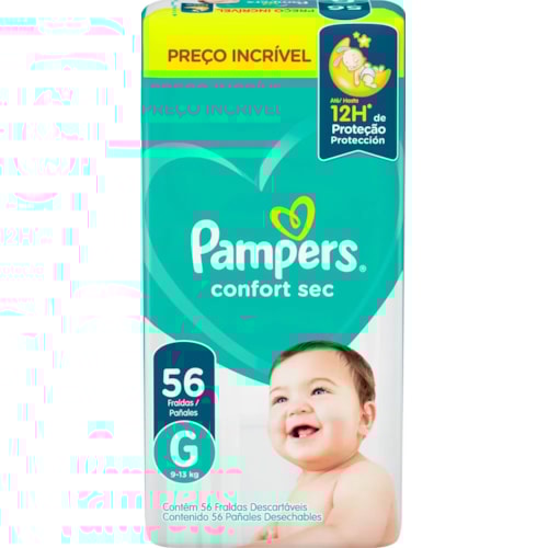 Fralda Pampers Confort Sec Hiper G 56Un