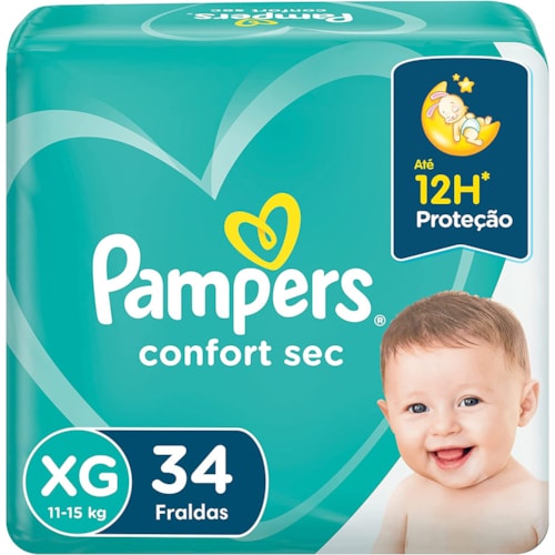 Fralda Pampers Descartável Mega XG 34 Unidades