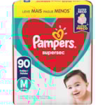 Fralda Pampers Descartável Supersec M 90Un Leve + Pague -