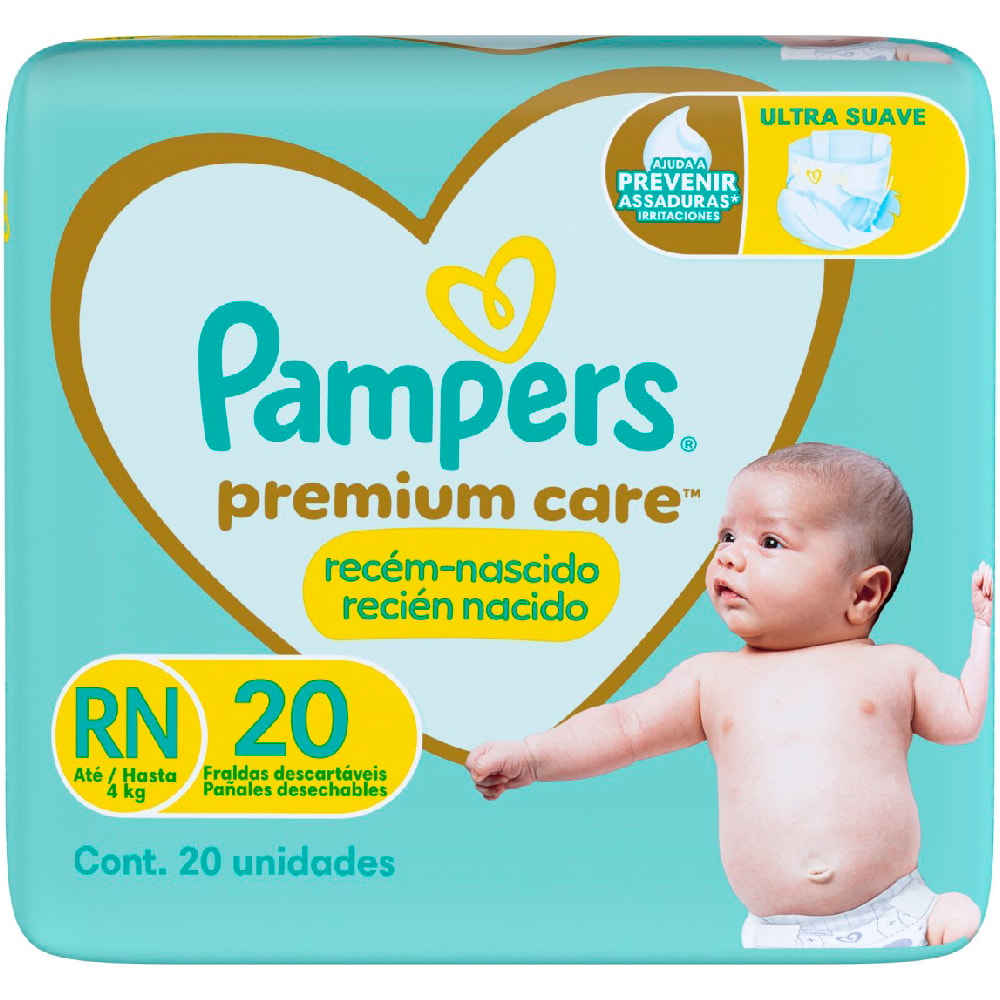 Fralda Pampers Premium Care Recém Nascido 20Un - Destro