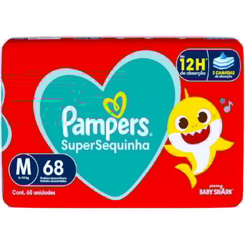 Fralda Pampers SuperSequinha Hiper M 68Un