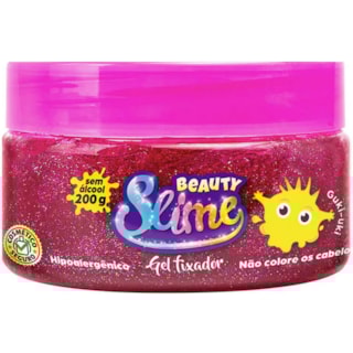 Gel Fixador Beauty Slime Glitter Rosa 200g
