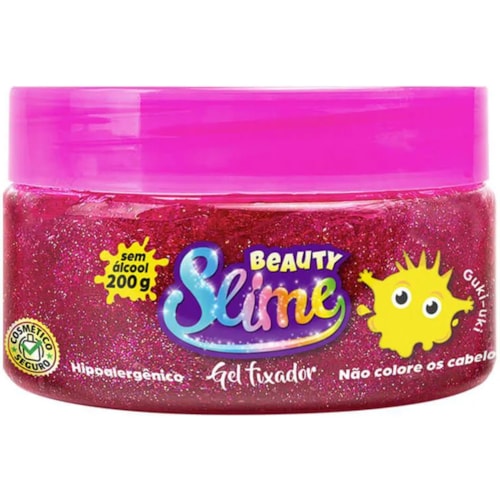 Gel Fixador Beauty Slime Glitter Rosa 200g