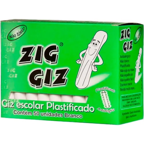 Giz Escolar Zig Giz Branco 50 Unidades